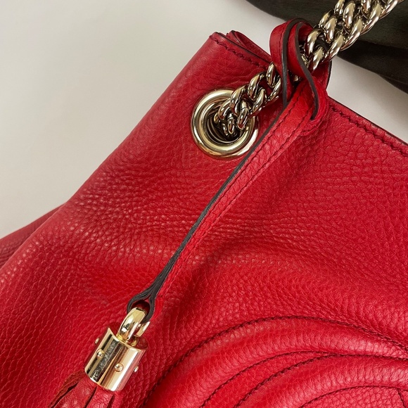 Gucci Red Soho Chain Leather Bag - Picture 6 of 16